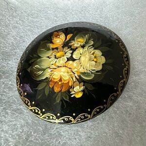 Vintage 1995 Signed Hand Painted Cloisonné Brooch